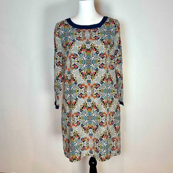 J. CREW 100% Silk Misty Fog Floral Shift Dress size 4 - Picture 2 of 8